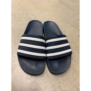 Adidas Adilette Blue and White Striped Slides Sandals Mens Size 8